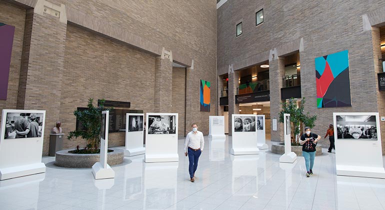 campaign photos on display as an art installation