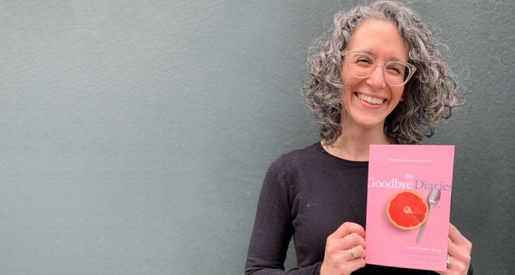 Marisa Bardach Ramel pictured with her book, “The Goodbye Diaries: A Mother-Daughter Memoir” 