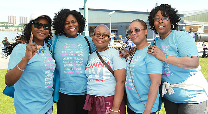 Image of five women with transplant patient at an event, Living Donor Transplant