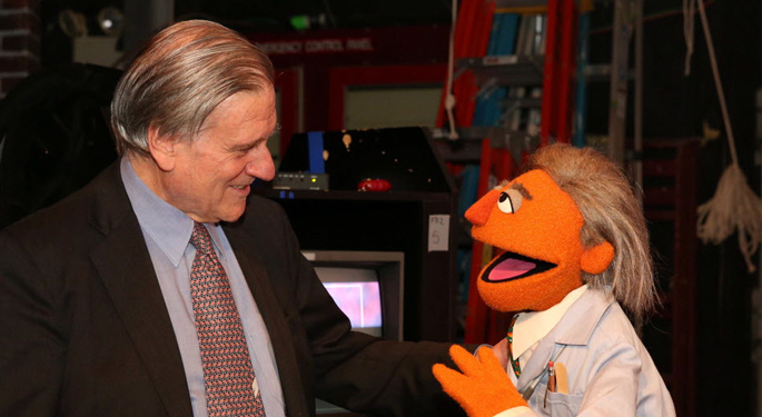 Image of Doctor Fuster and Sesame Street character