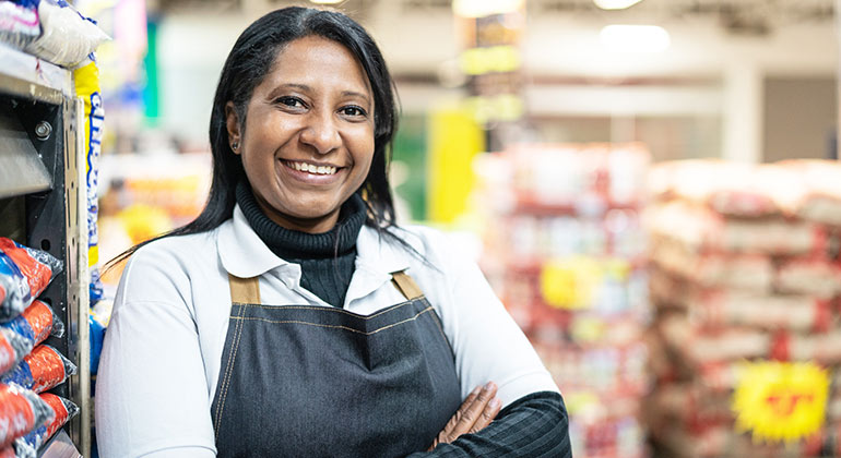 person in grocery store