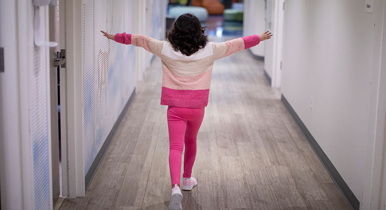 pediatric walking in hallway