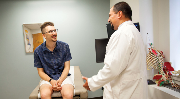 Image of patient’s leg, being assessed by Orthopedic Oncologist and Surgeon, Dr. Ilya Iofin. 